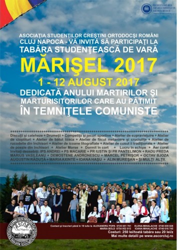 Tabăra studenţească de vară dedicată martirilor şi marturisitorilor în temniţele comuniste - MĂRIŞEL 2017