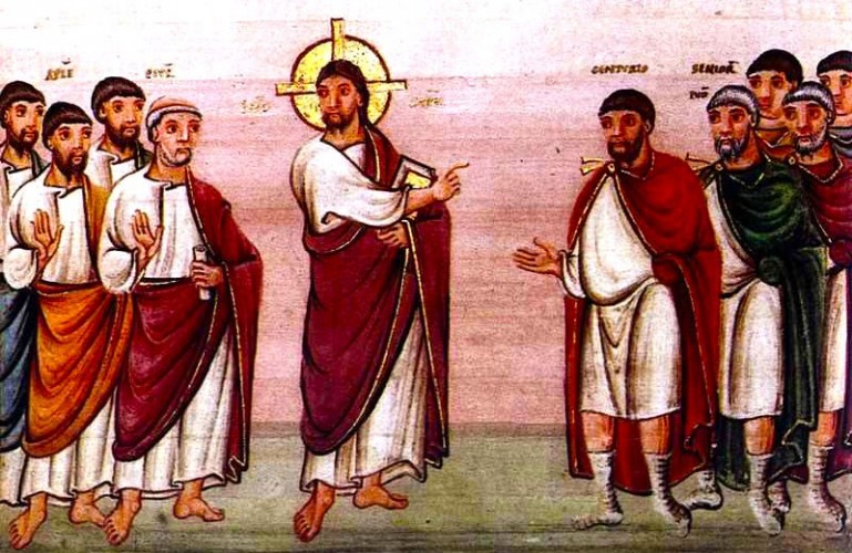 "Vindecarea slugii sutaşului" - Codex Egberti, Mănăstirea Reichenau, sec. X.