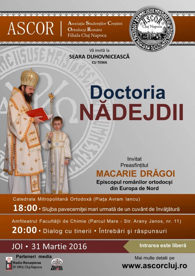 Episcopul Macarie al Europei de Nord se va întâlni cu tinerii la Cluj și Bistrița