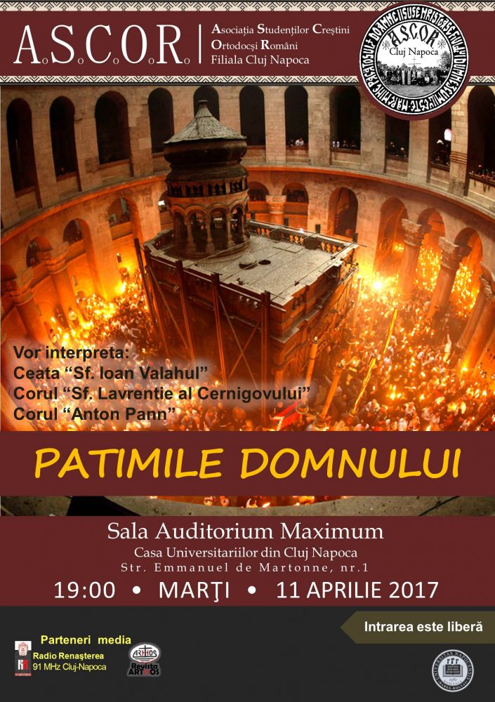 Concertul „Patimile Domnului” interpretate de tinerii de la Biserica Studenților și ASCOR Cluj