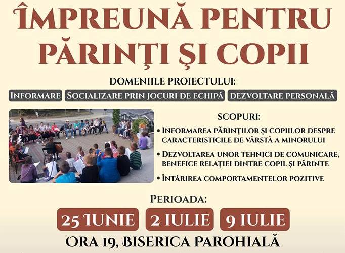 Proiect dedicat părinților și copiilor la Biserica Ortodoxă „Sfânta Treime“ din Bistrița
