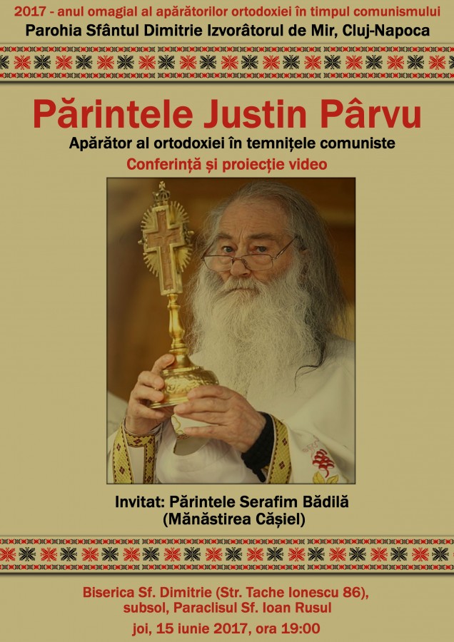 Eveniment în memoria Pr. Justin Pârvu la Biserica Sf. Dimitrie din Cluj