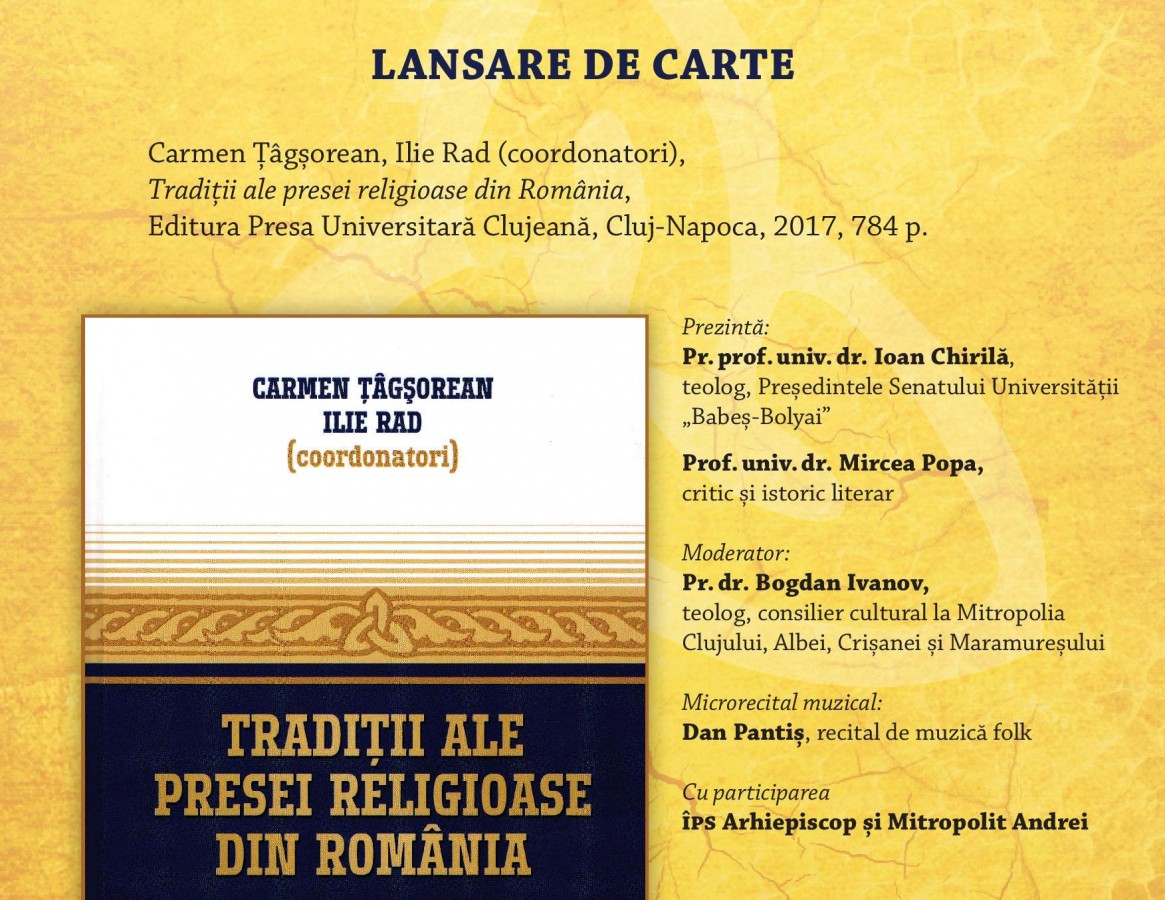 Volumul Tradiţii ale presei religioase din România va fi lansat la Cluj-Napoca