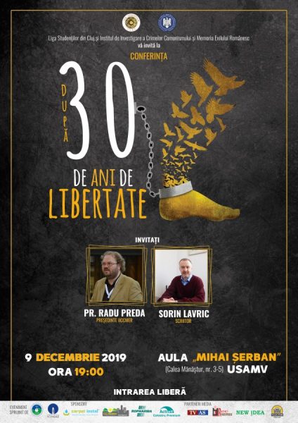 Condiția libertății în România, dezbătută la Cluj-Napoca de Radu Preda și Sorin Lavric