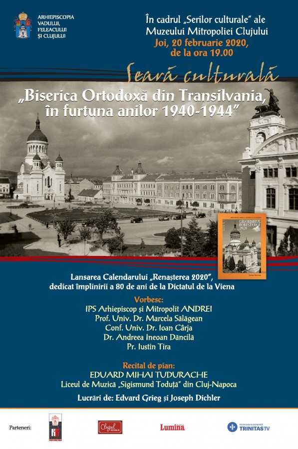 Invitație: Seară culturală „Biserica Ortodoxă din Transilvania, în furtuna anilor 1940-1944”, la Muzeul Mitropoliei Clujului