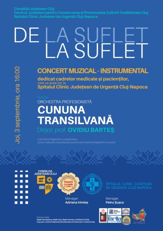 Muzică tradițională, romanțe și pricesne, în curtea Spitalului Clinic Județean de Urgență Cluj