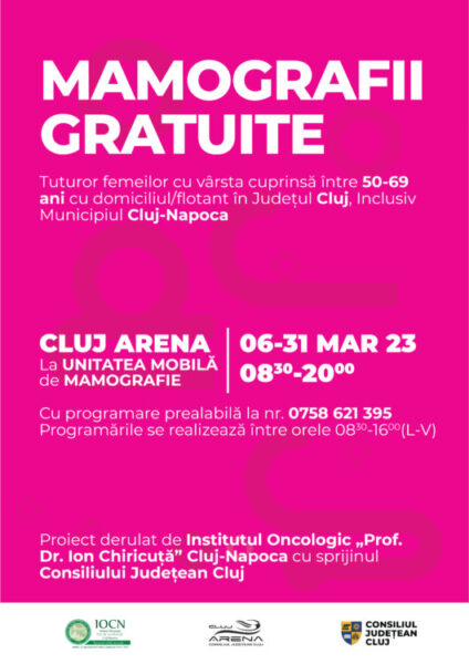 Servicii medicale gratuite oferite doamnelor, în luna martie, la Cluj Arena