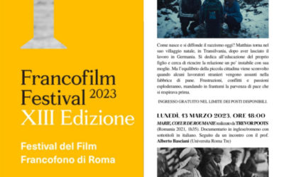Participarea României la cea de-a XIII-a ediție a  FRANCOFILM Festivalului de Film Francofon din Roma
