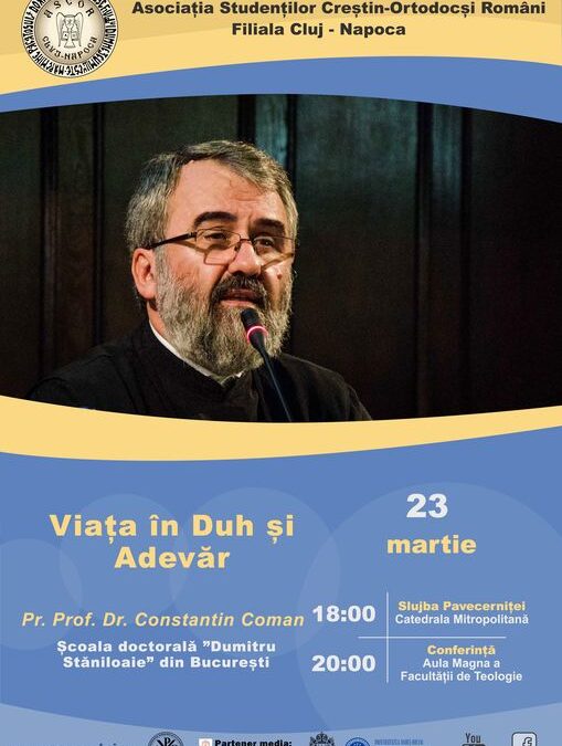 „Viața în Duh și Adevăr” este tema întâlnirii Pr. Prof. Dr. Constantin Coman cu tinerii din ASCOR Cluj