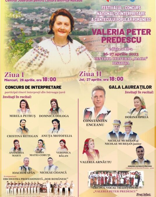 Festivalul – concurs național de interpretare a cântecului popular românesc „VALERIA PETER PREDESCU”, ediția a XII-a