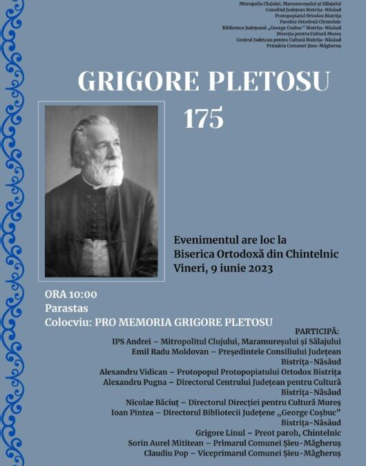 Evenimentul cultural-comemorativ GRIGORE PLETOSU – 175 la Chintelnic