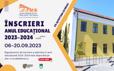 Sesiunea de înscriere în anul educațional 2023-2024 la Școala Populară de Arte ,,Tudor Jarda” din Cluj-Napoca