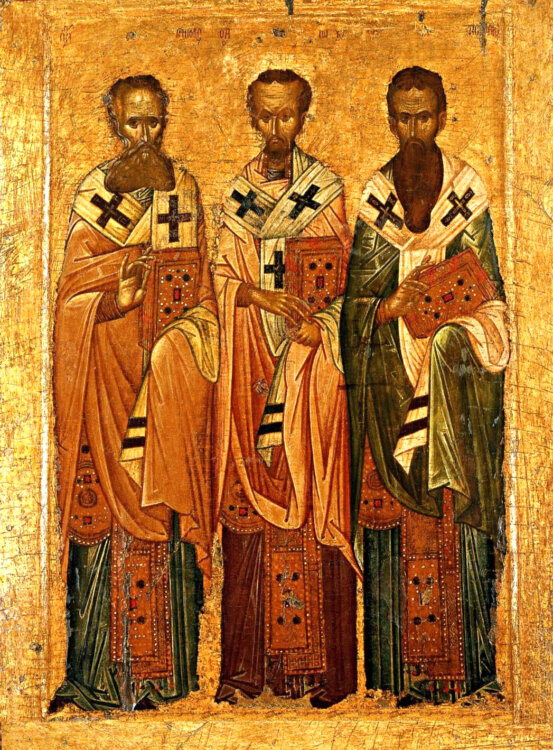 Sfinții Trei Ierahi în icoanele pe sticlă românești