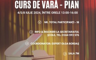 Curs de vară dedicat pasionaților de pian la Școala Populară de Arte “Tudor Jarda”