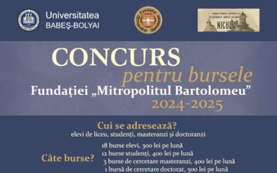 Fundaţia „Mitropolitul Bartolomeu” oferă 34 de burse studiu pentru anul şcolar şi universitar 2024-2025 | Comunicat de presă