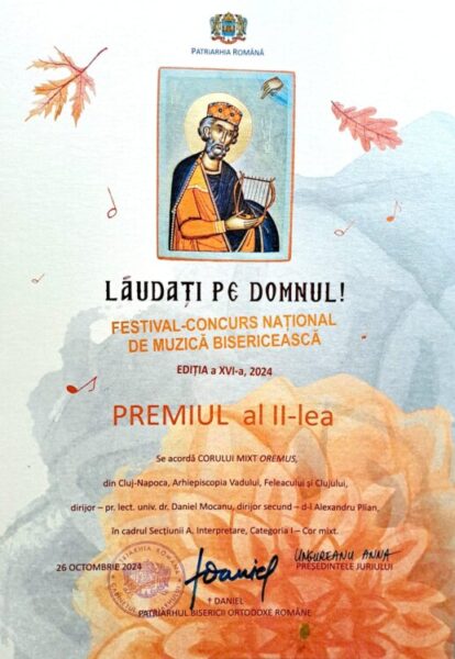 Corul Oremus din Cluj-Napoca, premiat la Festivalul „Lăudați pe Domnul!”